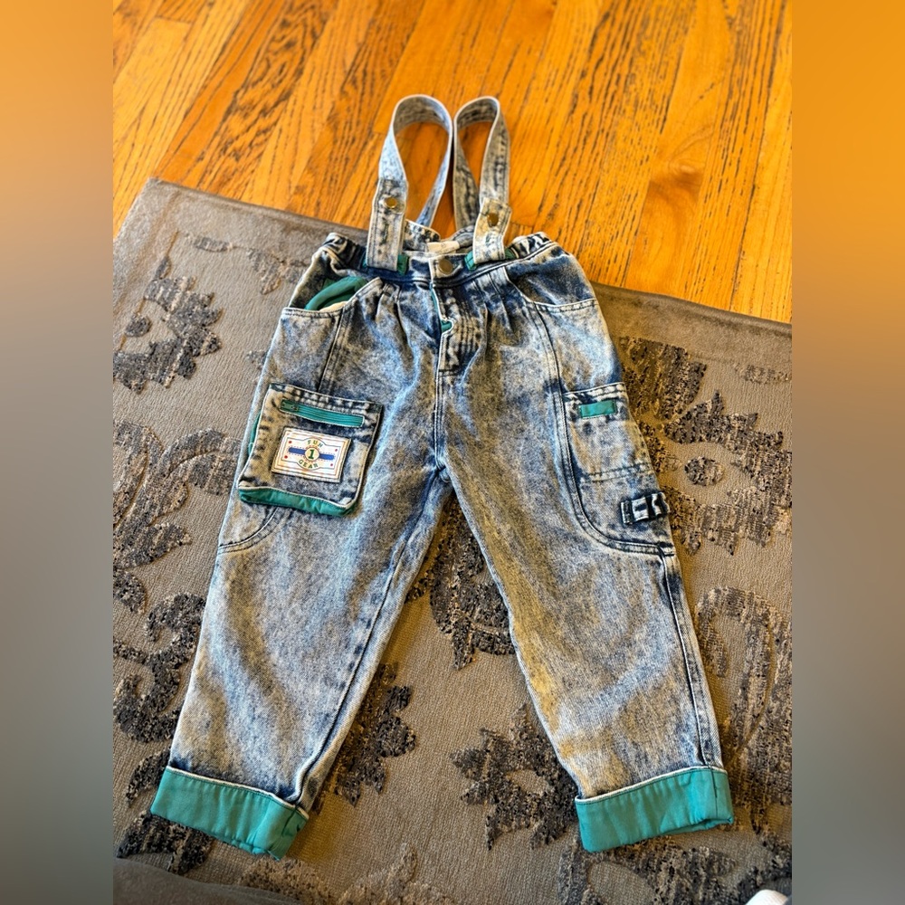 Kids size 4T Acid wash 90s suspenders Wild Boys